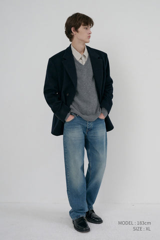 UNISEX LAYERED CASHMERE BLAZER NAVY