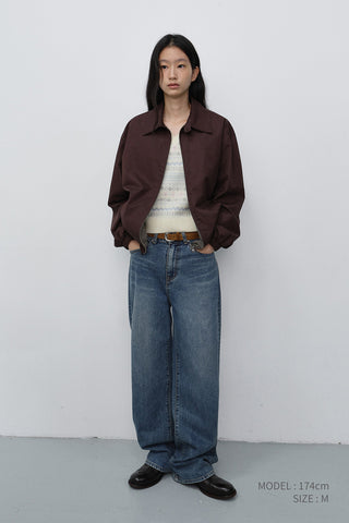 UNISEX COLLARED BLOUSON JACKET BROWN