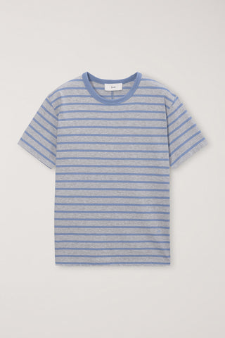 UNISEX STRIPED T-SHIRT MELANGE GREY BLUE