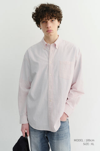 UNISEX CLASSIC STRIPED BD OVERSHIRT SOFT PINK