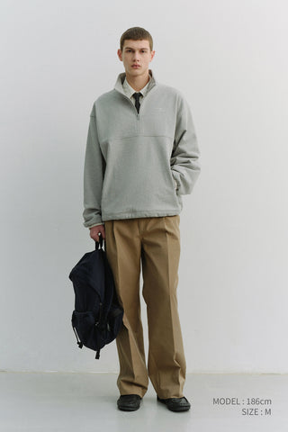 PLEATED CHINO SLACKS KHAKI BROWN
