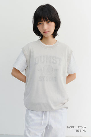 UNISEX SHEER LAYERING KNIT VEST LIGHT GREY