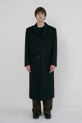 UNISEX 2-WAY 3 BUTTON CASHMERE COAT BLACK