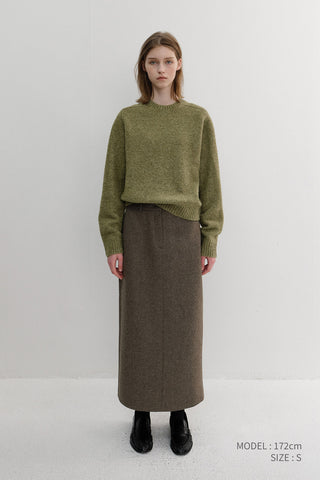 H-LINE LONG SKIRT MELANGE BROWN