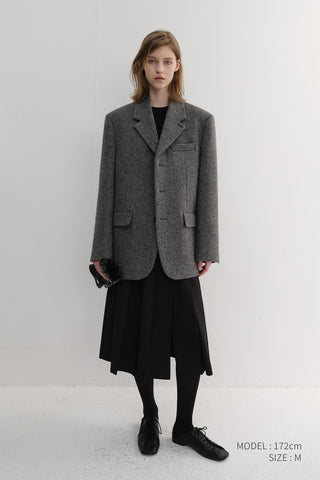UNISEX 3 BUTTON WOOL BLAZER GREY