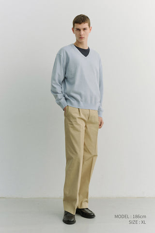 UNISEX SOFT V-NECK SWEATER SOFT BLUE