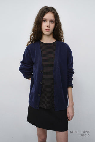 UNISEX V-NECK CARDIGAN BLUE NAVY