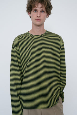 UNISEX MUTED STRIPED T-SHIRT OLIVE KHAKI