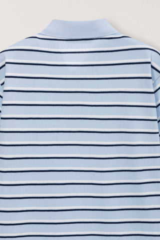 UNISEX STRIPED POLO SHIRT SOFT BLUE