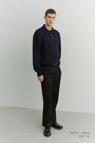 UNISEX CASHMERE COLLARED SWEATER NAVY