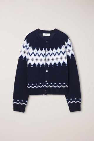 UNISEX CHUNKY PATTERN CARDIGAN NAVY