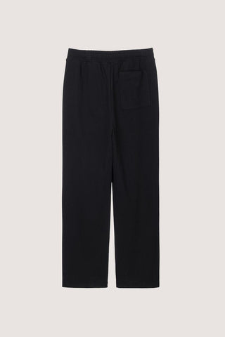 UNISEX LEATHER LOGO WIDE SWEAT PANTS BLACK