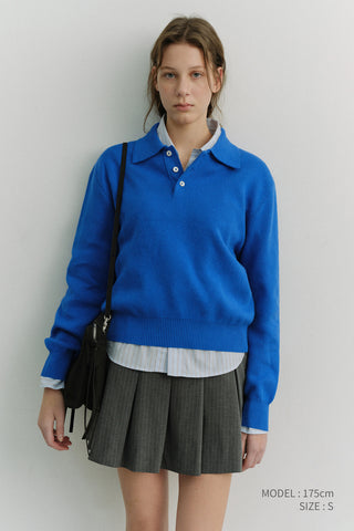 UNISEX CASHMERE COLLARED SWEATER BLUE