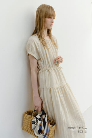 HALF SLEEVE DRESS LIGHT BEIGE