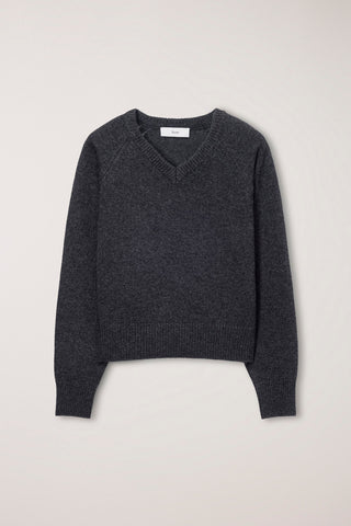 UNISEX SOFT VOLUME V-NECK SWEATER CHARCOAL GREY