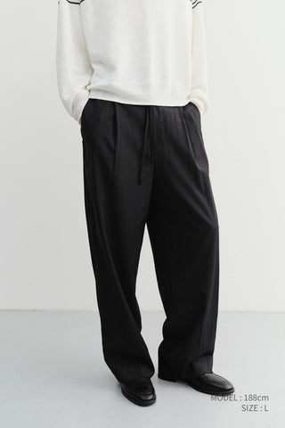LOUNGE WOOL SLACKS BLACK STRIPE