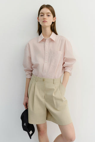 DOUBLE PLEATED BERMUDA SHORTS BEIGE
