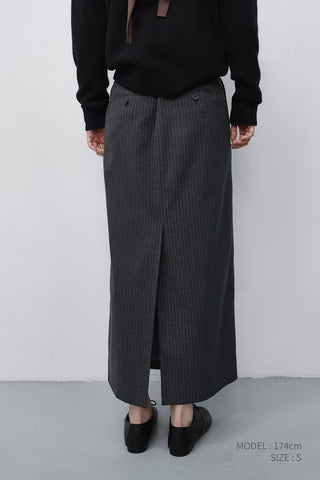 H-LINE LONG STRIPED SKIRT CHARCOAL GREY STRIPE