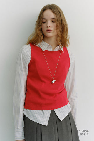 LAYERING KNIT TOP RED