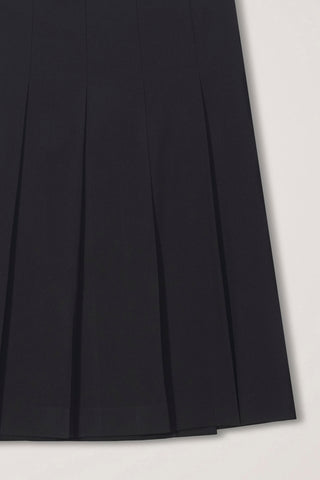 PLEATS MIDI WRAP SKIRT BLACK