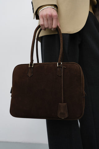CLASSIC 28 SUEDE BAG DEEP BROWN