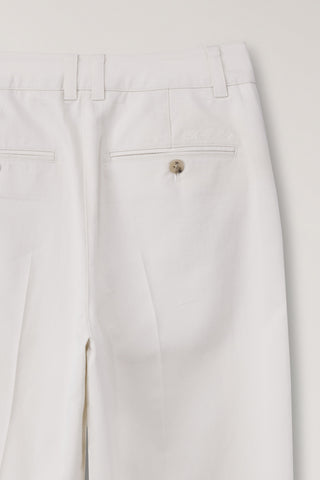 DOUBLE PLEATED CHINO SLACKS IVORY
