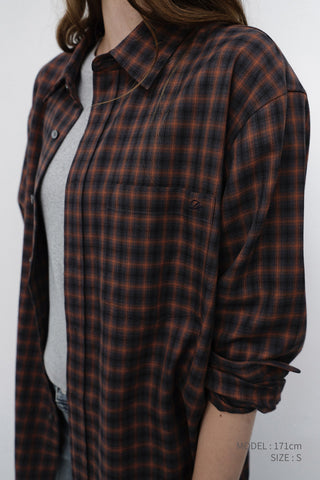 UNISEX CHECKED FLANNEL SHIRT BRICK