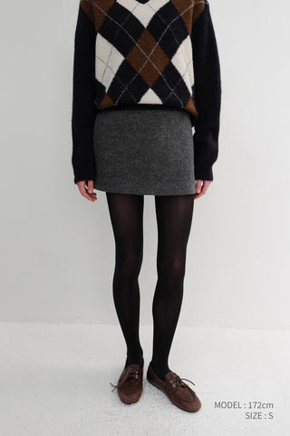 WOOL MINI SKIRT MELANGE GREY