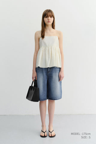 RELAXED BERMUDA DENIM SHORTS CLASSIC BLUE