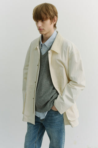 UNISEX COTTON CHORE JACKET OFF WHITE