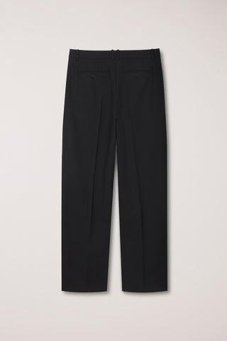 DOUBLE PLEATED WIDE SLACKS BLACK