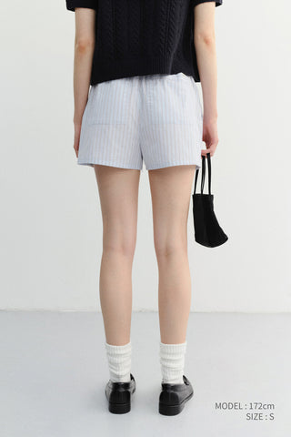 PAJAMA MINI SHORTS SOFT BLUE STRIPE