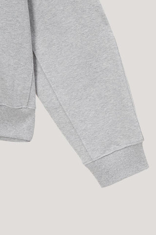 UNISEX LEATHER LOGO HALF ZIP-UP SWEATSHIRT MELANGE GREY