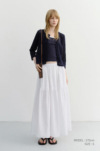 CROCHET COLLARED CARDIGAN NAVY