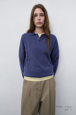 UNISEX COLLARED SWEATER WASHED BLUE
