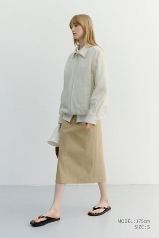 H-LINE COTTON LONG SKIRT BEIGE