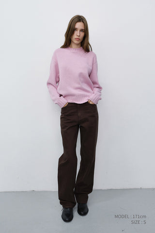 UNISEX CHUNKY ROLL NECK SWEATER SOFT PINK