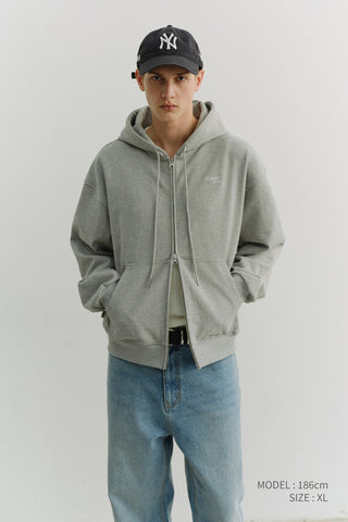 UNISEX CROPPED ZIP-UP HOODIE MELANGE GREY