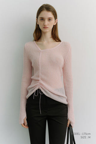 2-WAY SHIRRING KNIT TOP SOFT PINK