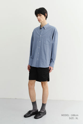 UNISEX SEERSUCKER BD SHIRT BLUE CHECK