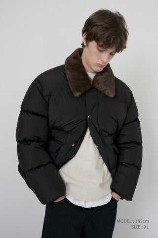UNISEX COLLARED GOOSE DOWN JACKET BLACK