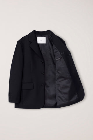UNISEX CLASSIC 3 BUTTON WOOL BLAZER BLACK