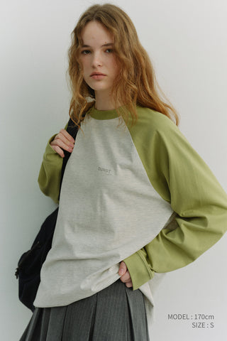 UNISEX RAGLAN T-SHIRT OLIVE GREEN OATMEAL MELANGE