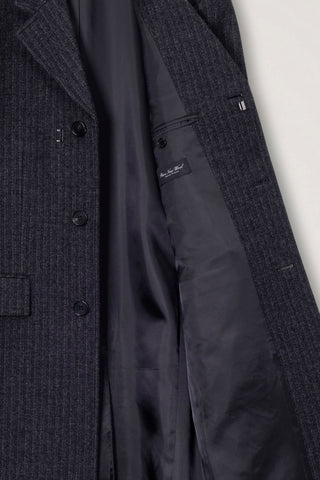 UNISEX 2-WAY 3 BUTTON COAT GREY STRIPE