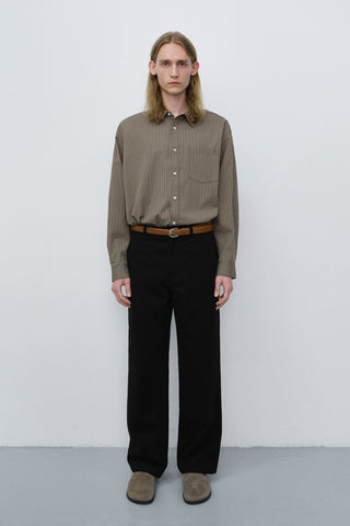UNISEX INFORMAL SHIRT BROWN STRIPE