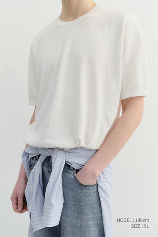 UNISEX LINEN CREWNECK KNIT WHITE