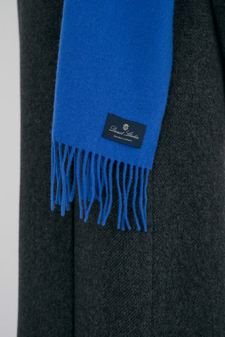 FRINGED CASHMERE MUFFLER KOVALT BLUE