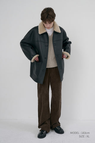 UNISEX REVERSIBLE SOFT SHEARLING HALF JACKET BLACK