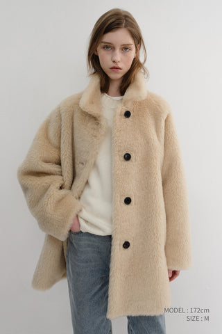 FLUFFY FUR JACKET CREAM BEIGE