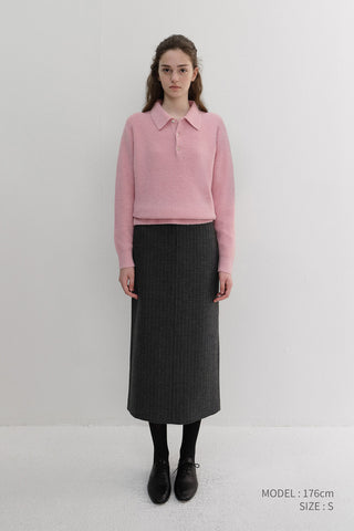 H-LINE LONG SKIRT GREY STRIPE